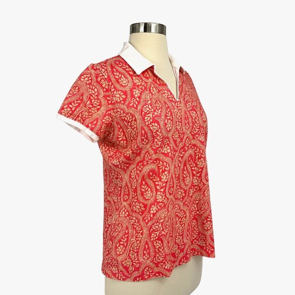 Bogner Size M Paisley Polo Shirt Pink Short Sleeve Collared Golf Leisure - Picture 6 of 12